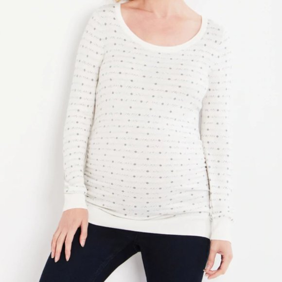Motherhood Maternity Sweaters - Motherhood Maternity Scoop Neck Long Sleeve Sweater Cream Size Medium